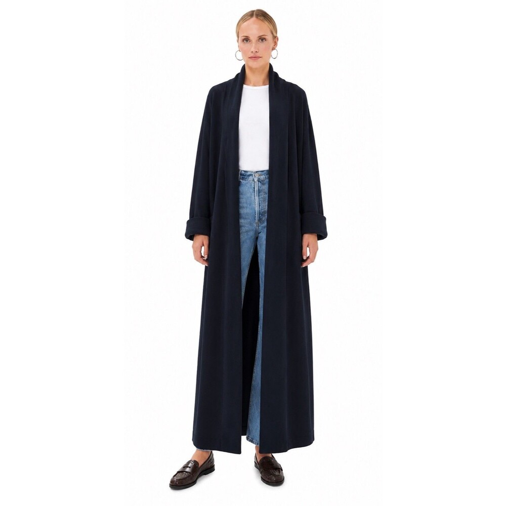 GRP1 Navy Open Front Longline Duster Oversized Cardigan Cotton Lagenlook M USA